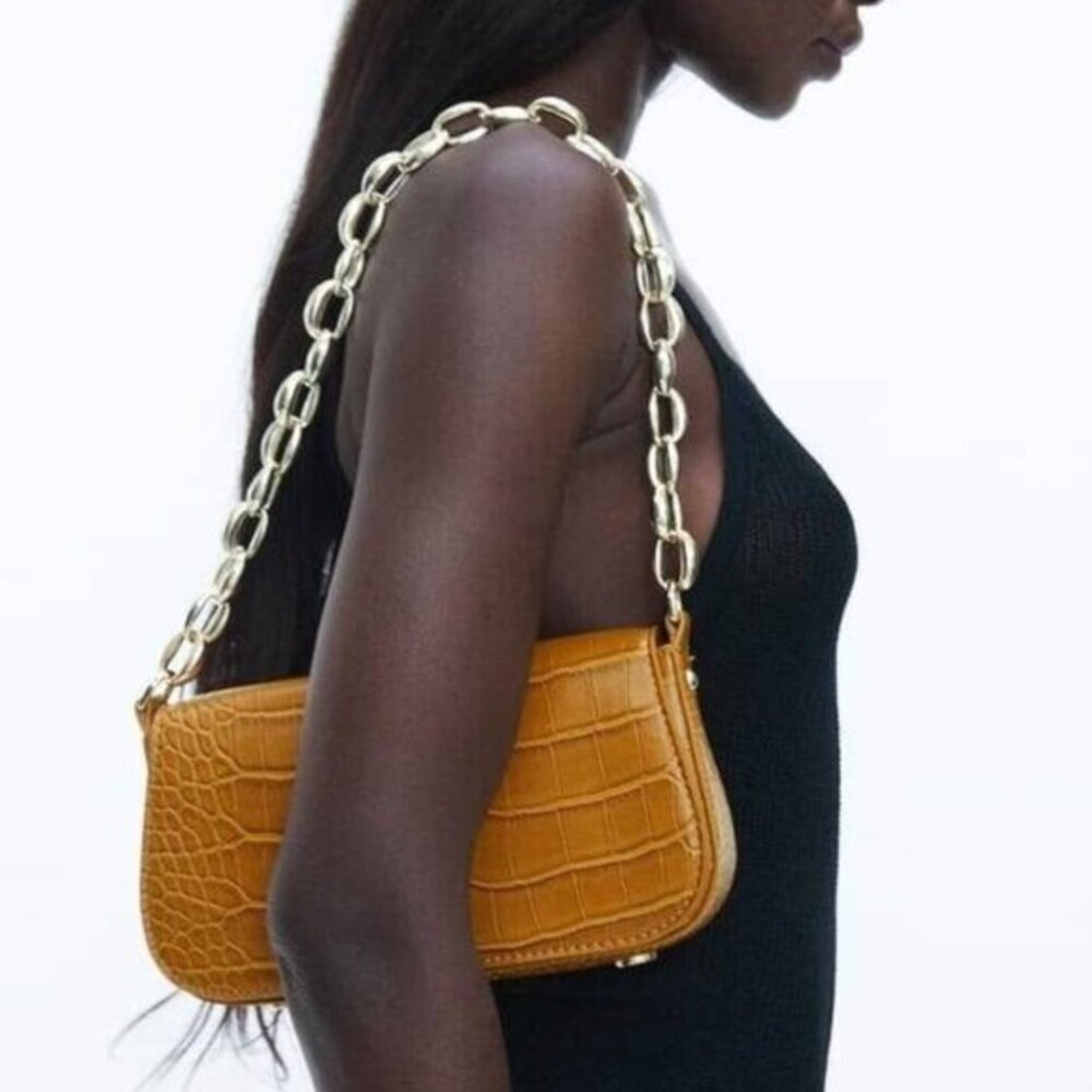 Zara Chain Strap Animal Embossed Shoulder Bag